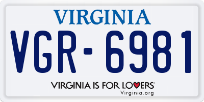 VA license plate VGR6981