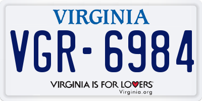VA license plate VGR6984