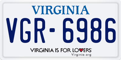 VA license plate VGR6986