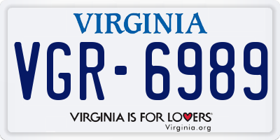VA license plate VGR6989