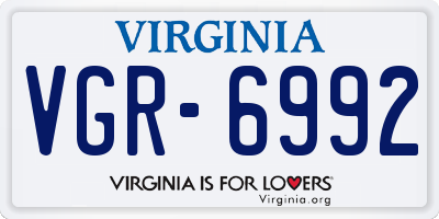 VA license plate VGR6992