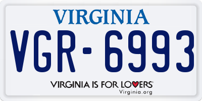VA license plate VGR6993