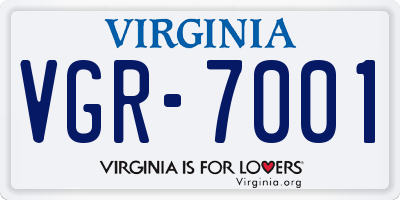 VA license plate VGR7001