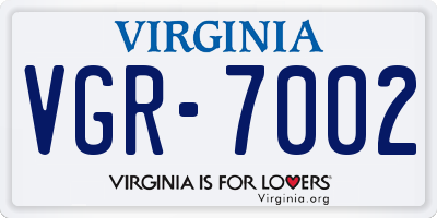 VA license plate VGR7002