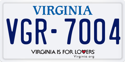 VA license plate VGR7004