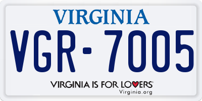 VA license plate VGR7005