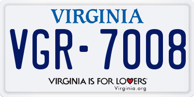 VA license plate VGR7008
