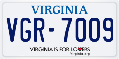 VA license plate VGR7009