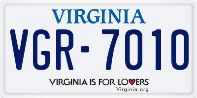 VA license plate VGR7010