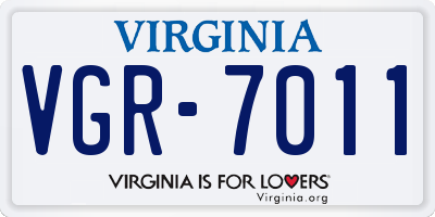 VA license plate VGR7011