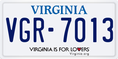 VA license plate VGR7013
