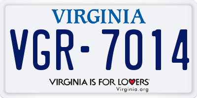 VA license plate VGR7014