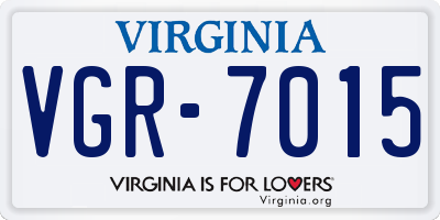 VA license plate VGR7015