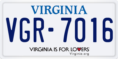 VA license plate VGR7016