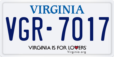 VA license plate VGR7017