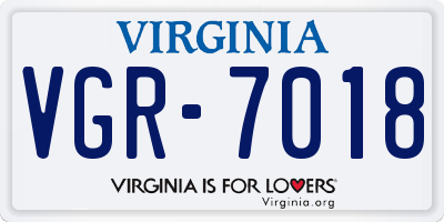 VA license plate VGR7018