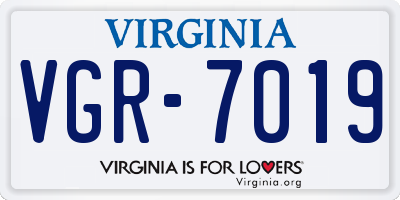 VA license plate VGR7019
