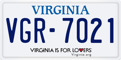 VA license plate VGR7021