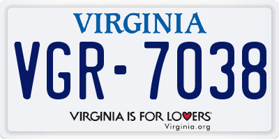 VA license plate VGR7038