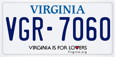 VA license plate VGR7060