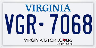 VA license plate VGR7068