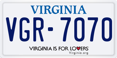 VA license plate VGR7070