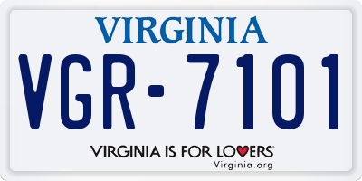 VA license plate VGR7101