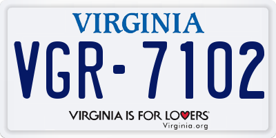 VA license plate VGR7102