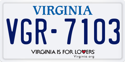 VA license plate VGR7103