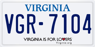 VA license plate VGR7104