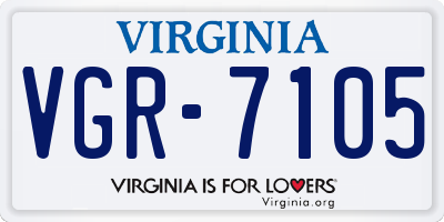 VA license plate VGR7105