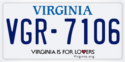 VA license plate VGR7106