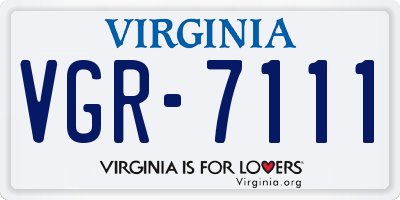 VA license plate VGR7111