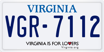 VA license plate VGR7112