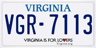 VA license plate VGR7113