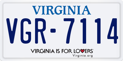VA license plate VGR7114