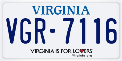 VA license plate VGR7116