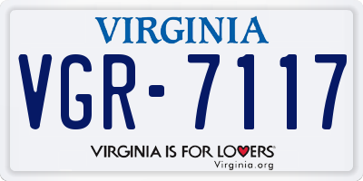 VA license plate VGR7117