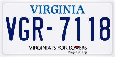 VA license plate VGR7118