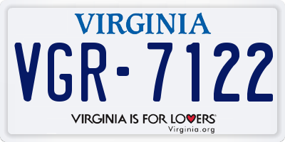 VA license plate VGR7122