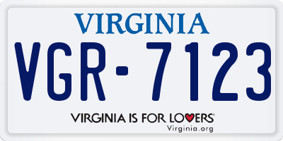 VA license plate VGR7123