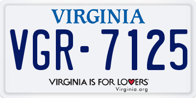 VA license plate VGR7125