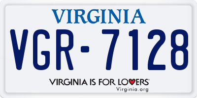 VA license plate VGR7128