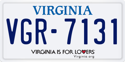 VA license plate VGR7131