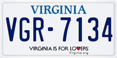 VA license plate VGR7134