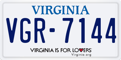 VA license plate VGR7144