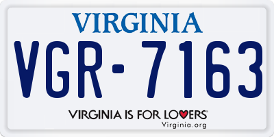 VA license plate VGR7163