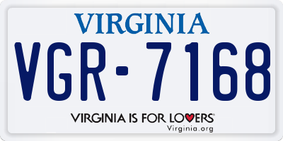 VA license plate VGR7168
