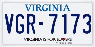 VA license plate VGR7173