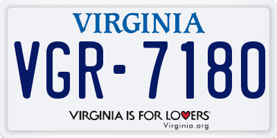 VA license plate VGR7180